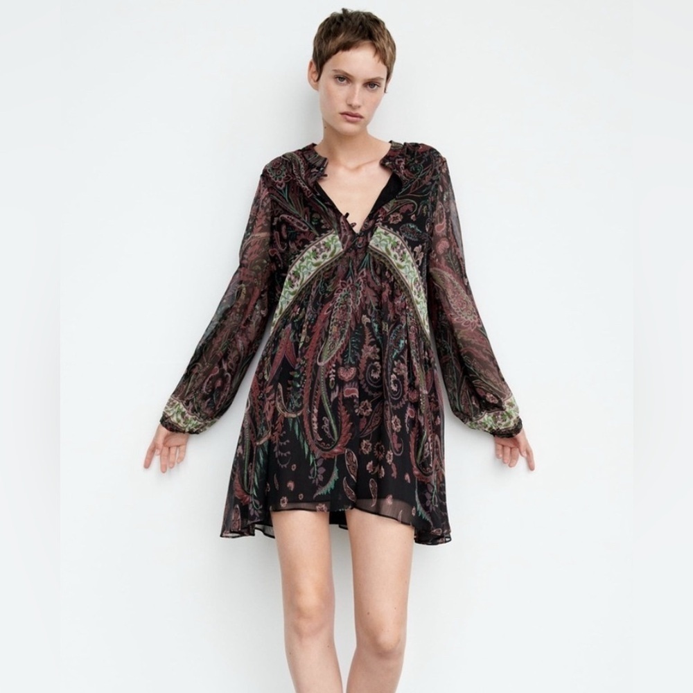Zara bohemian Flowy Printed Dress Size XS